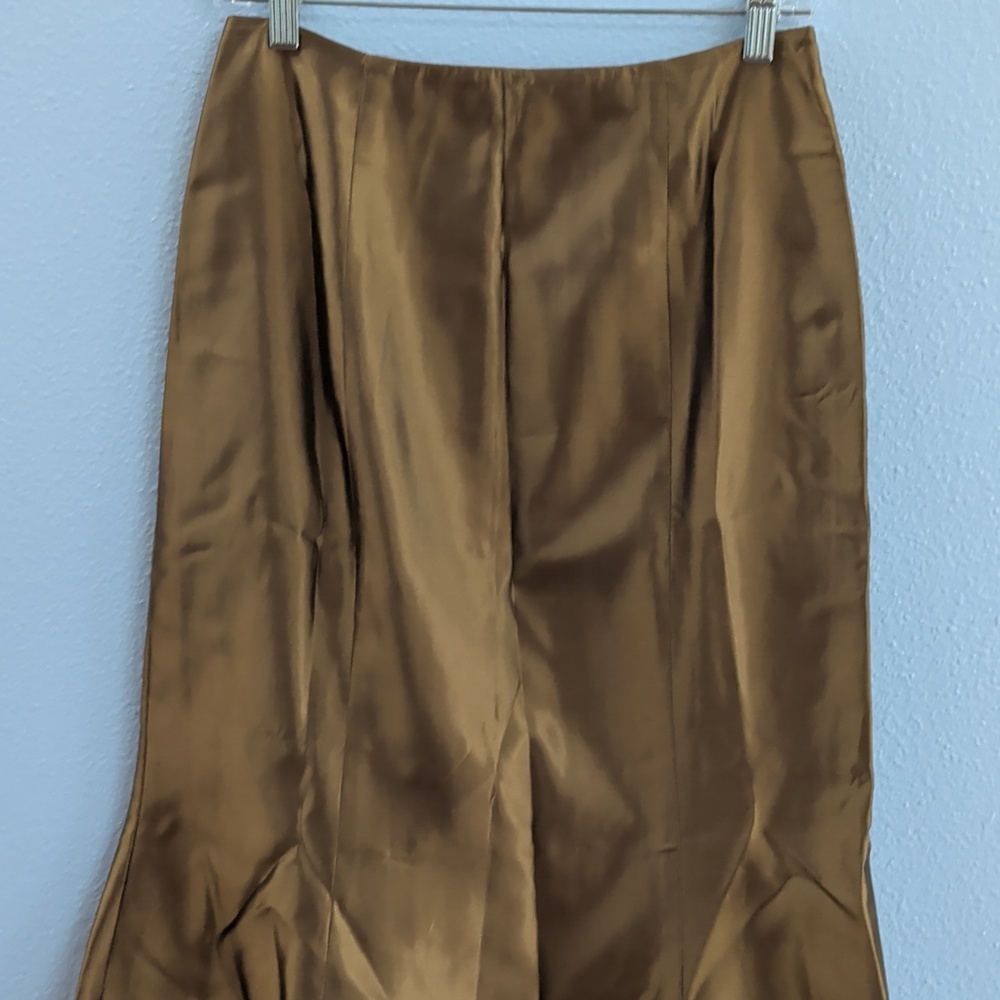 Cache Vintage formal bronze gold long flowy Mermaid maxi skirt - Picture 3 of 9
